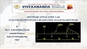 Software Application Lab  In Civil Engineering|Analysis of Continuous Beams Using Staad Pro|Class1