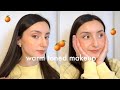 Fresh &amp; Glowy Everyday Makeup | Warm Tangerine &amp; Orange 🍊 *glowy blushed cheeks*