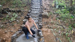 Building bamboo bridge and Rock. Build stone steps to the bridge, Farm Alone \ Triệu Lâm Farm