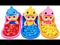 Satisfying Video | Mixing Candy in 3 Magic BathTubes with M&M's & Balls Slime ASMR ​#246