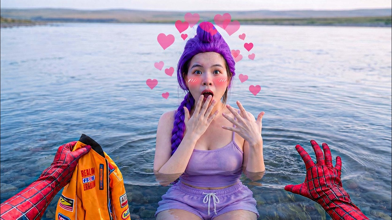 The K-POP Girls Challenge Spider-Man at the River!  | Funny POV