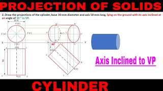 Projection of Solid Cylinder | Axis Inclined to VP @rajagopalthangavelsforum420