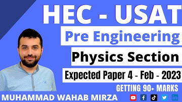 HEC USAT Pre Engineering Expected Paper 4 - Feb - 2023 | HEC USAT Paper 4 Feb 2023 | Physics Section