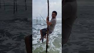 Stilt Fishing is a traditional style of fishing in Sri Lanka #fishermen #fishing