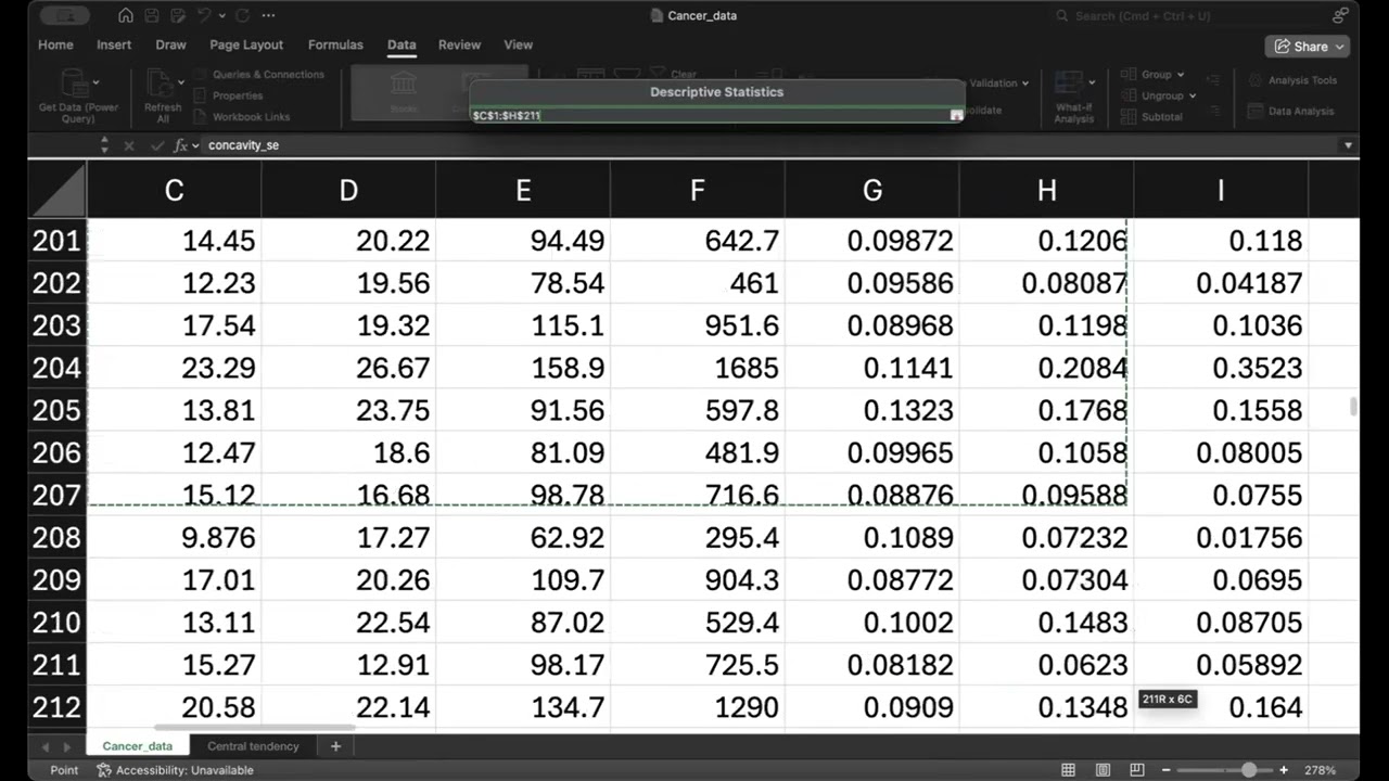 Calculating Descriptive Statistics Using Excel