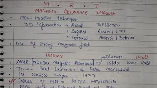MRI Explained:Principles,History,and Applications ofMagneticResonance Imaging|Handwritten Shortnotes