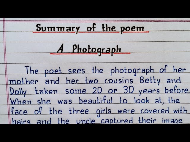 Summary Of The Poem A Photograph