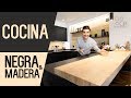 cocina negra y encimera en madera Cocinas modernas CJR SANTOS