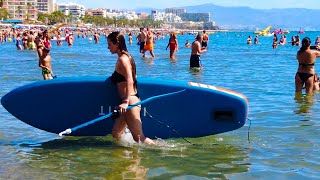 Spain Beach Walk Benalmadena Torremolinos Costa Del Sol Hot Summer August 2023 [4K]