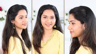 HAIRSTYLE for College Party| Simple Easy 2 min hairstyle for Saree & Kurti| Cute Hairstyle for girls