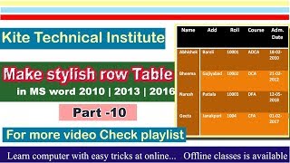 Table Group group in Ms word 2010 part-10 | 2013 | 2016