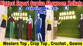 🔥 Rs.28 Brand Surplus Western Top , One Piece , Crop Top , Crochet , Gowns Wholesaler in Kolkata