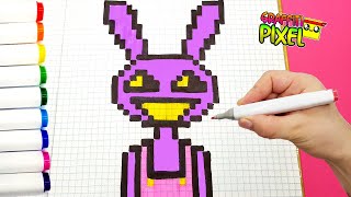 Рисунки по клеточкам УДИВИТЕЛЬНЫЙ  ЦИФРОВОЙ ЦИРК 2 Джекс  Pixel art THE AMAZING DIGITAL CIRCUS JAX 2