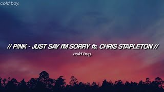 P!NK & Chris Stapleton - Just Say I'm Sorry (Lyrics)