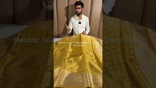 Metallic Yellow Traditional Kathan Tissue Silk Traditional Banarasi Saree Price ₹1599 Free