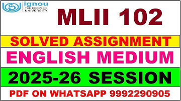 MLII 102 solved assignment 2025-26 in English || mlii 102 solved assignment 2026 || mlii102 2025-26