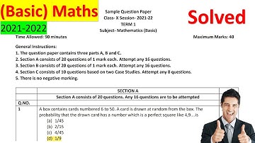 Class 10 (Basic) Maths Sample Paper Solution For Term 1