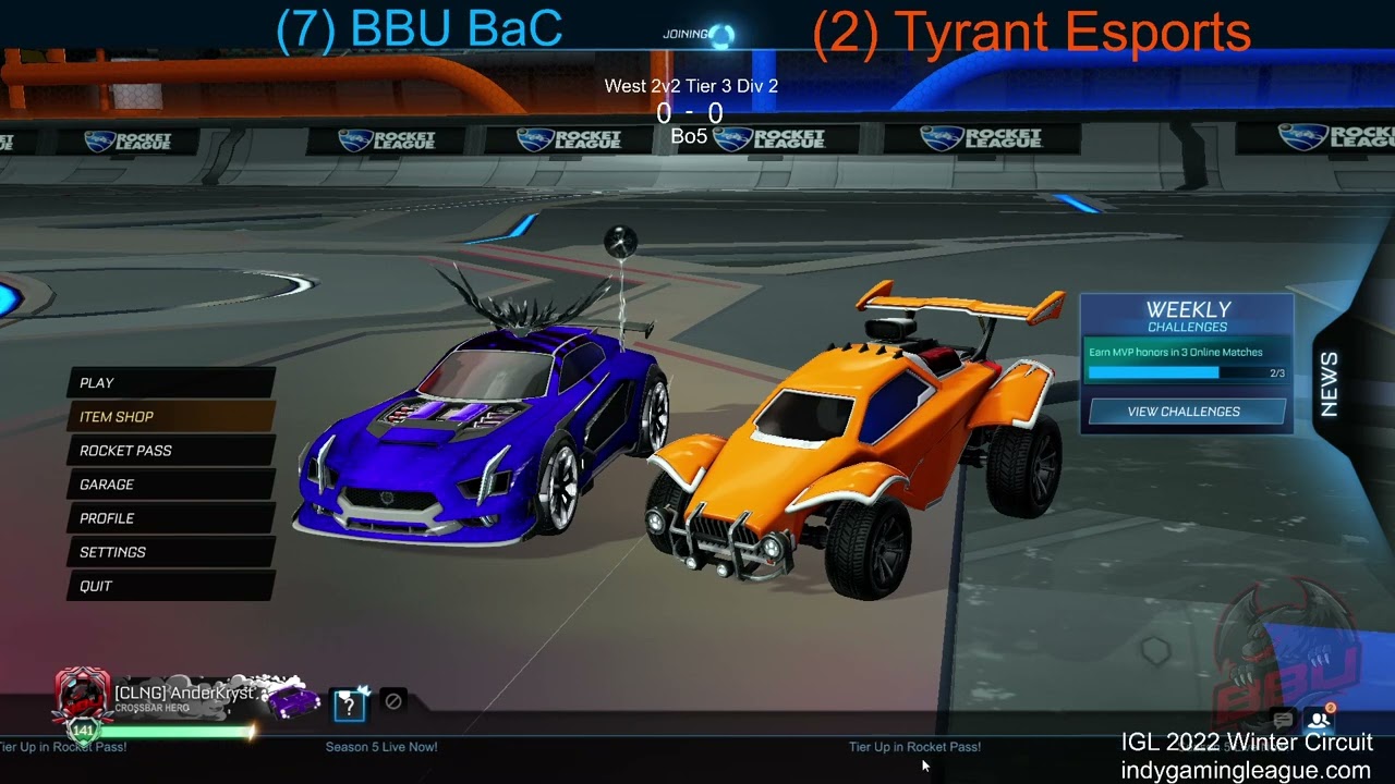 IGL 2022 Winter Circuit Playoffs Quarters West 2v2 T3D2 ((7) BBU Bronze at Champ vs (2) Tyrant Espor