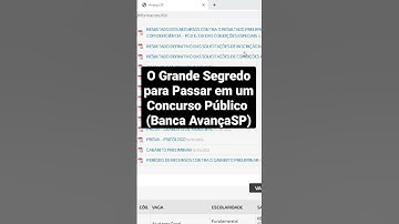 O Grande Segredo para Passar em um Concurso Público ( Banca AvançaSP)