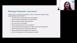 Assessment of Learning - Summative Assessment
