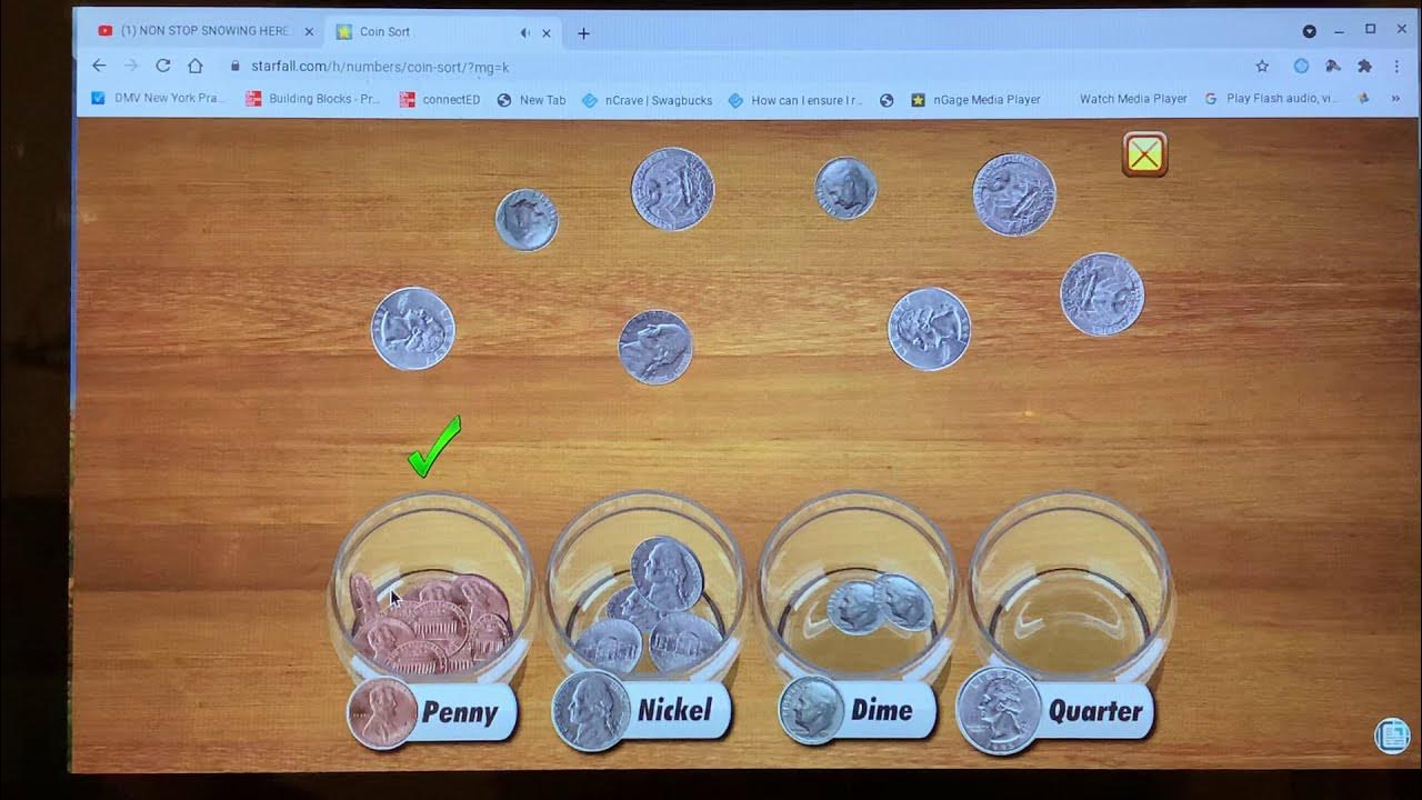 Starfall Math Coin Sort For First Graders Youtube