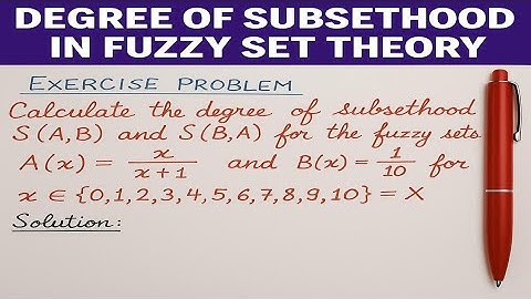 Degree of Subsethood in Fuzzy Set Theory | Solved Example