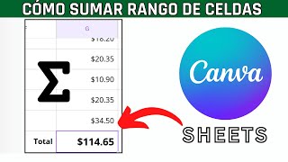 Canva Sheets: Cómo Sumar rango de celdas