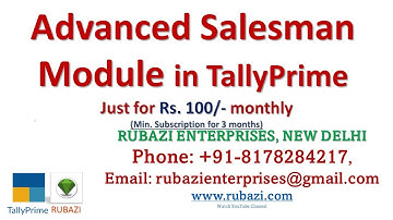 Advanced Salesman Module in TallyPrime || Rubazi || Tally Prime