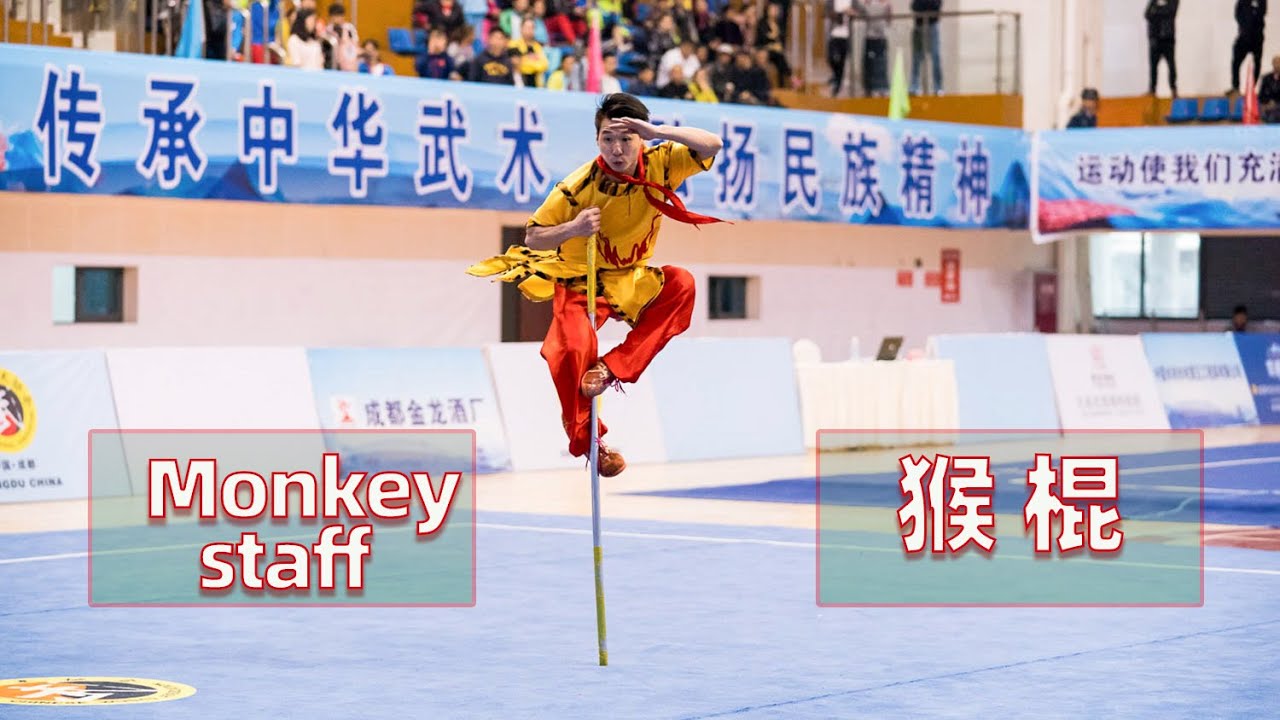Men's Monkey staff Si Chuan LeiMing Zhu 男子猴棍 第1名 四川 朱雷明 8.89分 2018年全国武术套路冠军赛 wushu taolu wukong 悟空