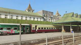 ミャンマー国鉄61UP列車 ヤンゴン中央駅発車 Myanmar Railways Express Train 61UP