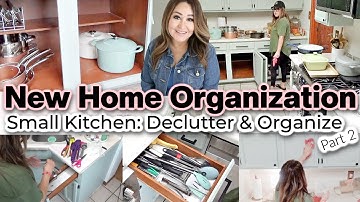 New Home Organization. Small Kitchen Clean Declutter Organize. Part 2: Lower Cabinets.