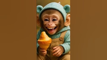 the monkey is eating creamgoal and ofter that he started laughing #ai #monkey #shorts