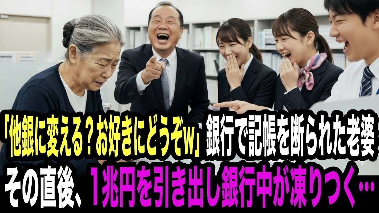 「銀行を変える？お好きにどうぞ!」ボロ通帳の記帳を断られ嘲笑された老婆…その場で1兆円を引き出し、銀行中が凍りつく…