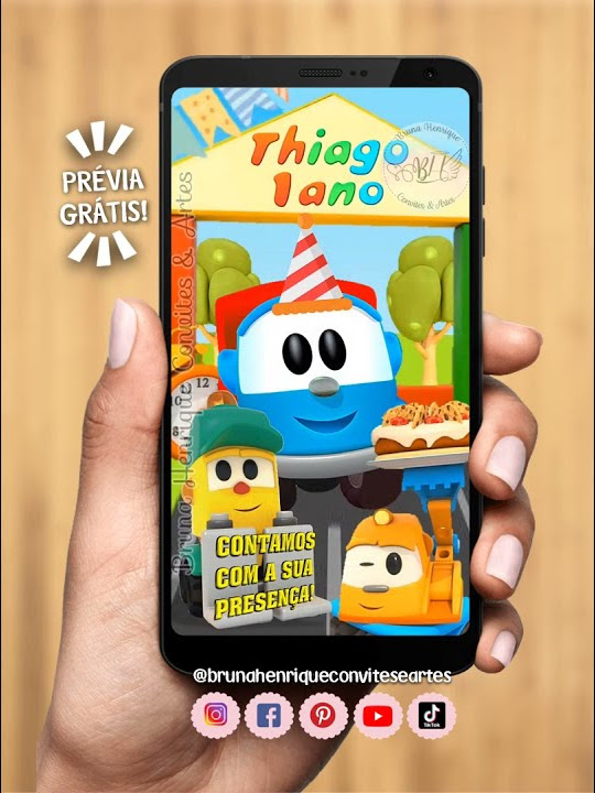 Convite Animado tema Léo o caminhão 💌📲 #convite #conviteinfantil #co