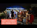 A flea market at night in the vibe creative art district of virginia beach va