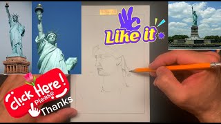تعليم الرسم للمبتدئين # كيف_ ترسم_ التمثال_ الحرية Statue of Liberty  | رضا علي