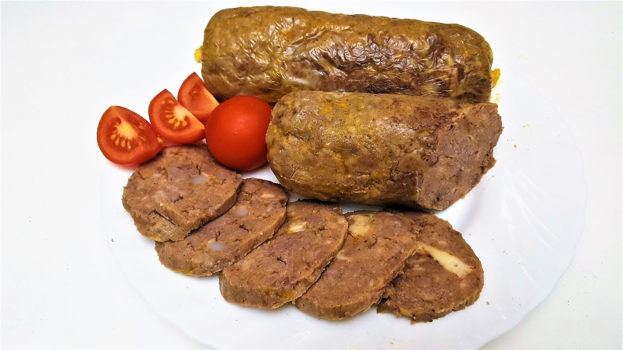 Mal ətindən Halal ev kolbasası. Soyuq qəlyanaltı.halal_kolbasa 