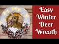 Christmas Crafts: Easy Winter Deer Loopy Yarn Wreath