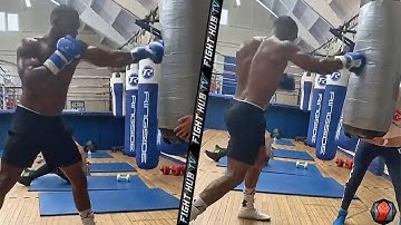 ANTHONY JOSHUA ROCKING THE HEAVY BAG WITH POWER PUNCHES; BACK IN TRAINING FOR RING RETURN