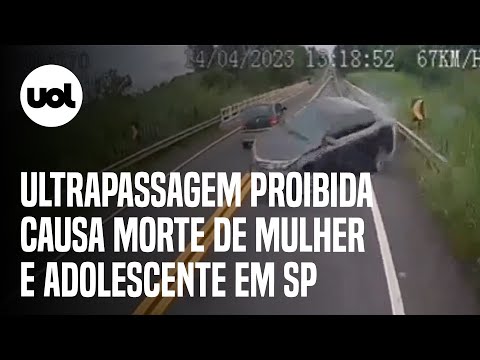 Ultrapassagem proibida causa morte de mulher e adolescente em SP