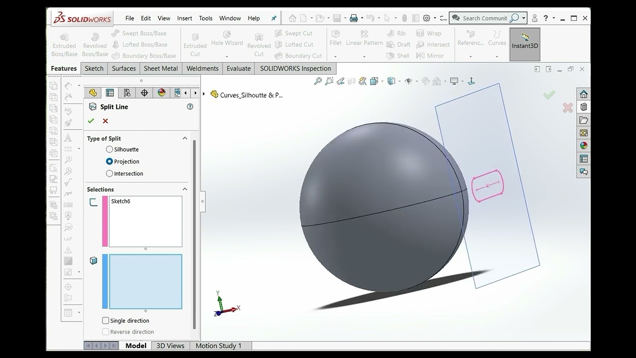 Curves   Split Line   Projection Option