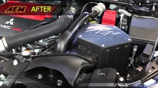 Intake Overview of the AEM air intake for the 2008-2014 Mitsubishi Lancer Evolution 2.0L