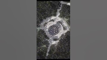 Elements of an architectural-landscape project.  Landscaped public space with a geo-dome.