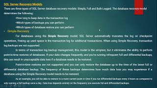Recovery Models and Restore Database in SQL Server - DBA