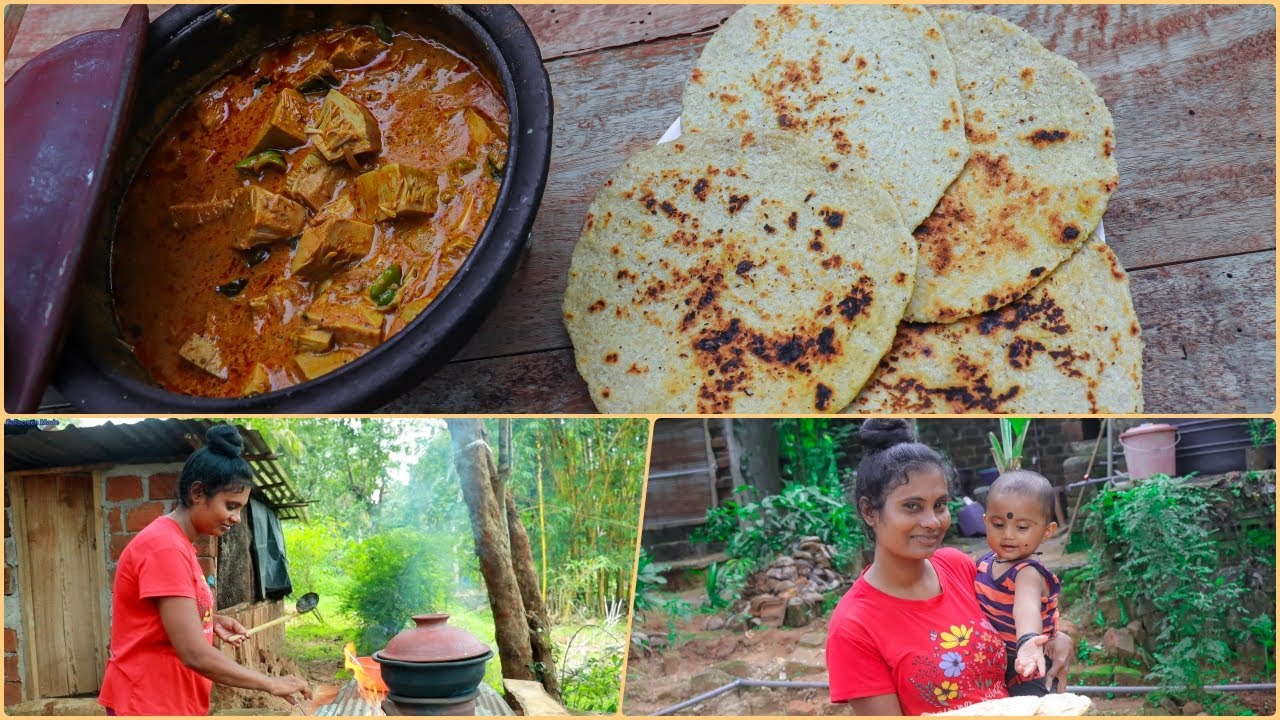 ගමේ රසට හදපු පොලොස් කරිය එක්ක පොල් රොටි කමුද 🤗😍 “Pol Roti with Young Jackfruit Curry” 🍽️