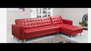 Leatherette Convertible Section Sleeper Sofa With Reversible chaise By Greatime Furniture