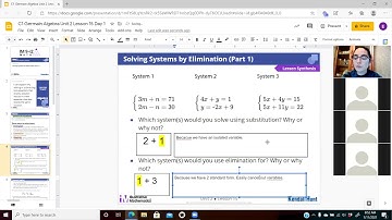 Algebra Unit 2 Lesson 15 Day 1