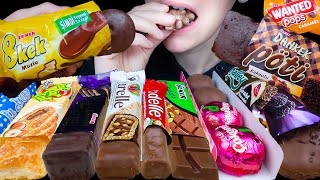 ASMR Trying Turkish Snacks! Chocolate Cake, Chocolate Candy Bars, Pastry, Cookies & Marshmallow