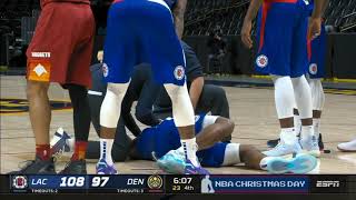 Kawhi Leonard GUSHING blood after Ibaka elbow - Clippers vs Nuggets