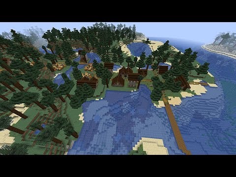 Minecraft 1.14 Seed 119: New taiga village at spawn and shipwreck - YouTube
